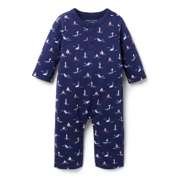 Janie And Jack Merchant Marine Whale Print One Piece